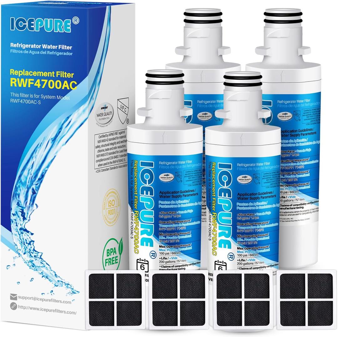 ICEPURE ADQ747935 Replacement for LG LT1000P MDJ64844601, Kenmore Elite 9980, LT1000P PC PCS, LT1000, ADQ74793501 ADQ74793502 ADQ74793504 Refrigerator Water and LT120F ADQ73334008 Air Filter, 4Combo