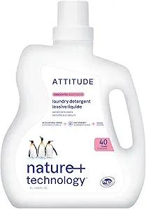 ATTITUDE Liquid Laundry Detergent, EWG Verified, HE Compatible, PlantBased & Vegan, Natural Laundry Soap, Unscented, 40 Loads, 67.6 Fl Oz