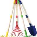 Play22 Kids Garden Tool Set Toy 4-Piece - Shovel, Rake, Hoe, Leaf Rake, Wooden Gardening Tools for Kids Best Outdoor Toys Gift for Boys and Girls