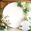 7.2FT Double-Sided Round Backdrop Cover,White Wedding Round Arch Cover,Circle Balloon Backdrop Stand Covers for Wedding Birthday Festival Party Baby Shower Decoration