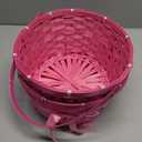 Woven Bamboo Easter Basket with Handle, Round Shape, Pink 2 pack