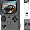 R36T Retro Handheld Game Console, Portable Retro Gaming Console with 3.5” CRT-Inspired Screen, 3500mAh Arcade Classics, Supports Multiple Emulators, WiFi Network Battling, 64GB (Gray)