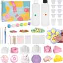 Starry Taba Squishy Kit Set 500g Taba Squishy Making DIY Kit with 1:1 AB Liquid Silicone Faster Fully Cures Bubble Free with 6 Molds, Flocking Powder for Stress Relief Gift