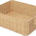 2 x Rectangular Woven Paper Rope Storage Baskets for Shelves(Desert)