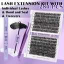 4 x DIY Lash Extension Kit 280pcs Individual Lashes Cluster D Curl Eyelash Extension Kit Lash Clusters with Lash Bond and Seal and Lash Applicator Tool (KIT,40D+50D-D-9-16MIX)