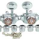 Guyker Guitar Locking Tuners (3L + 3R Handed)  Vintage Deluxe Lock String Tuning Key Pegs Machine Heads Replacement Parts  Chrome (Chrome, Metal Handle)