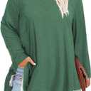 ForHailey Women's 3/4 Sleeve Plus Size Top Work Business Casual Tunic Shirts Henley Button up Blouses 2XL