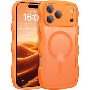 BENTOBEN Magnetic for iPhone 17 Pro Max Case, Cute Wavy [Full Camera Protection][Compatible with MagSafe] Matte Anti-Slip Bumper Women Girls Boys Protective Cover for 17 ProMax 6.9", Cosmic Orange