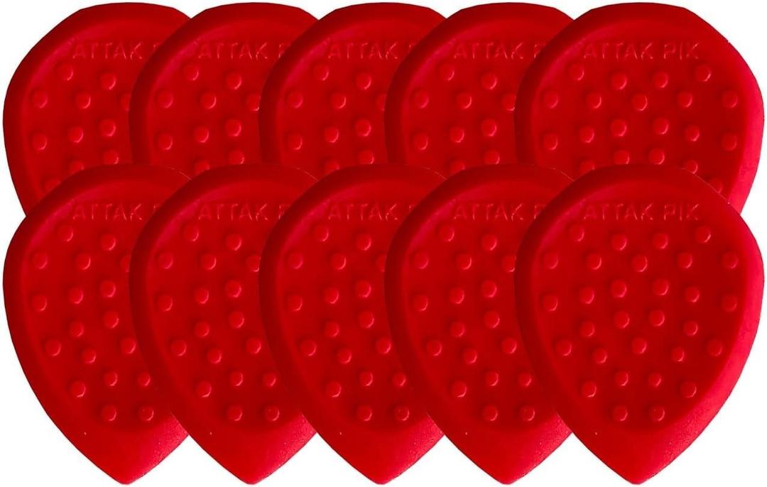 Acoustik Attak STEALTH III Guitar Picks  Jazz 3 Style with No-Slip Grip  Ideal for Multi-Scale Guitars, Electric & Acoustic (10 Pack, Crimson)
