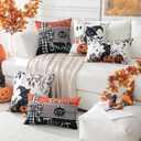 3 x Artscope Halloween Decorative Throw Pillow Covers 20x20 Inch Set of 4, Ghost Trick or Treat Pumpkin Sweet But Spooky Outdoor Farmhouse Pillow Cases for Home Sofa Couch-Orange