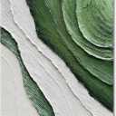 Diathou Art Hand-painted green and white textured oil paintings Modern abstract canvas art home wall decoration 40x28 inches
