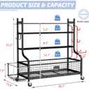 PLKOW Dumbbell Rack, Weight Rack for Dumbbells, Home Gym Storage for Dumbbells Kettlebells Yoga Mat and Balls, All in One Workout Storage with Wheels and Hooks, Powder Coated Finish Steel