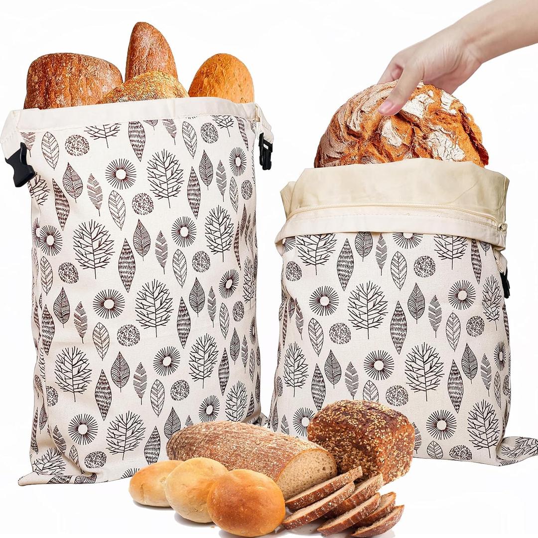 OHIYO Reusable Beeswax Bread Bags for Freezer & Refrigerator, 17"13" Natural Beeswax-Lined Cotton Storage Bags Airtight Freshness Keeper for Homemade, Bakery Essentials (2 Pack)