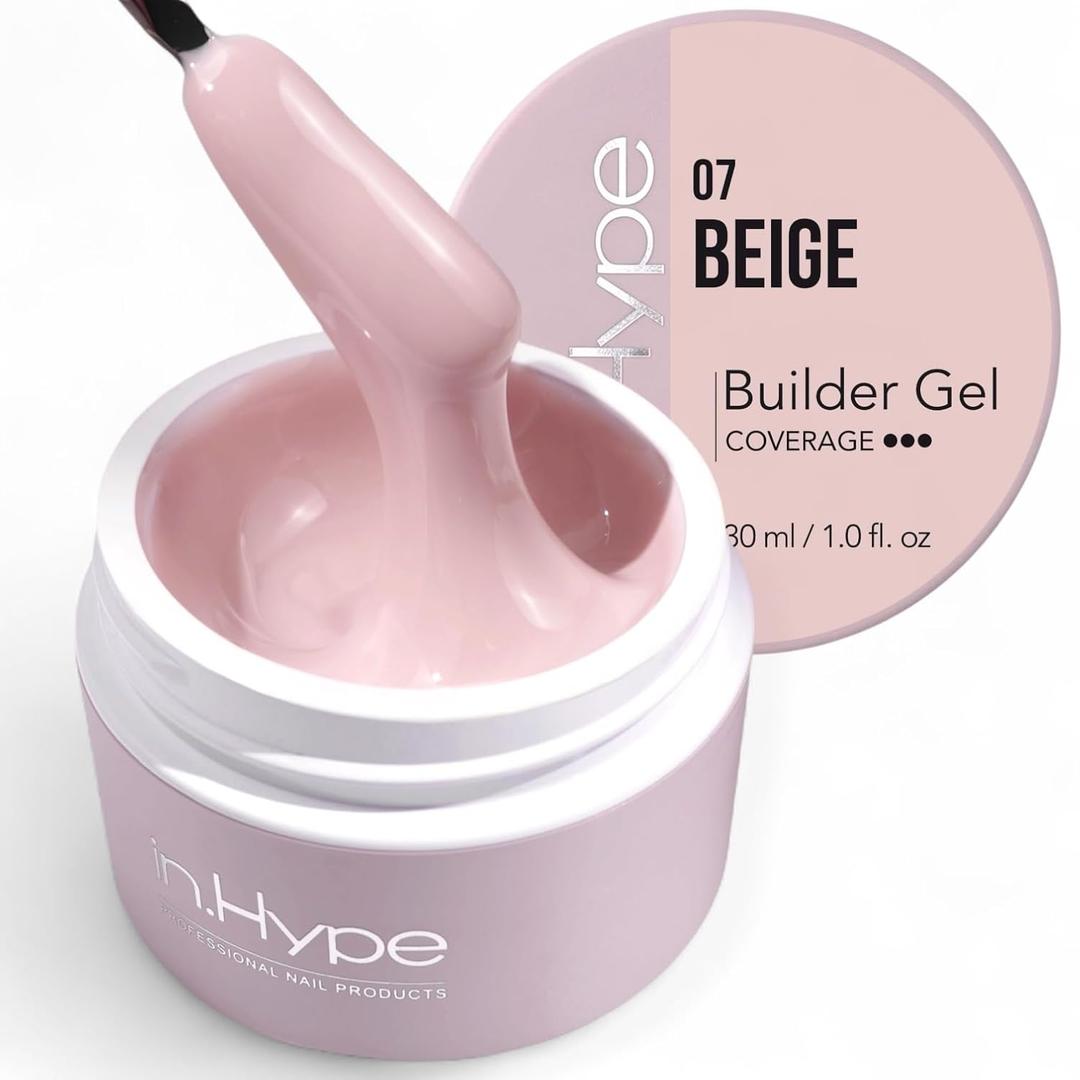 IN.HYPE UV/LED Hard Builder Gel for Nail Extension/Strengthening Beige #7. Sculpting color uv gel.