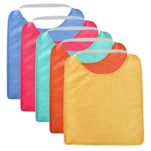Vicloon Baby Bibs, 5PCS Terry Bib Set, Baby Bibs for Boys, Girls, Terry Drool Cotton Bibs Waterproof protection, Adjustable Elastic Strap, Baby Bandana Drool Bibs for Feeding, Teething Drooling(Color)
