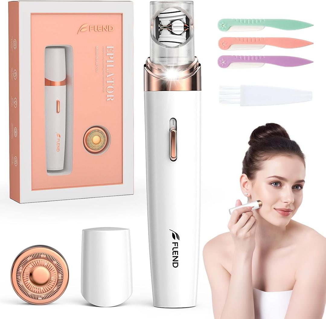 Epilator for Women, 2-in-1 Facial Hair Removal Epilator, Painless Designed Hair Remover with Built-in LED Light for Precision