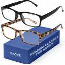 Gaoye +1.5 2-Pack of Reading Glasses for Women - Blue-Light Filter, UV Protection - Readers with Rectangle Frames