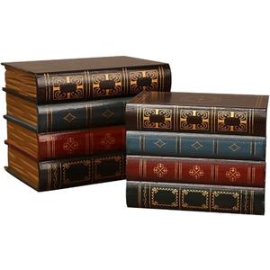 Blanc 2 Pcs Classic Brown Wooden False Book Box Storage Box, 7.87 x 6.3 x 5.51 inches, 1 kg Capacity Each, 2 Count