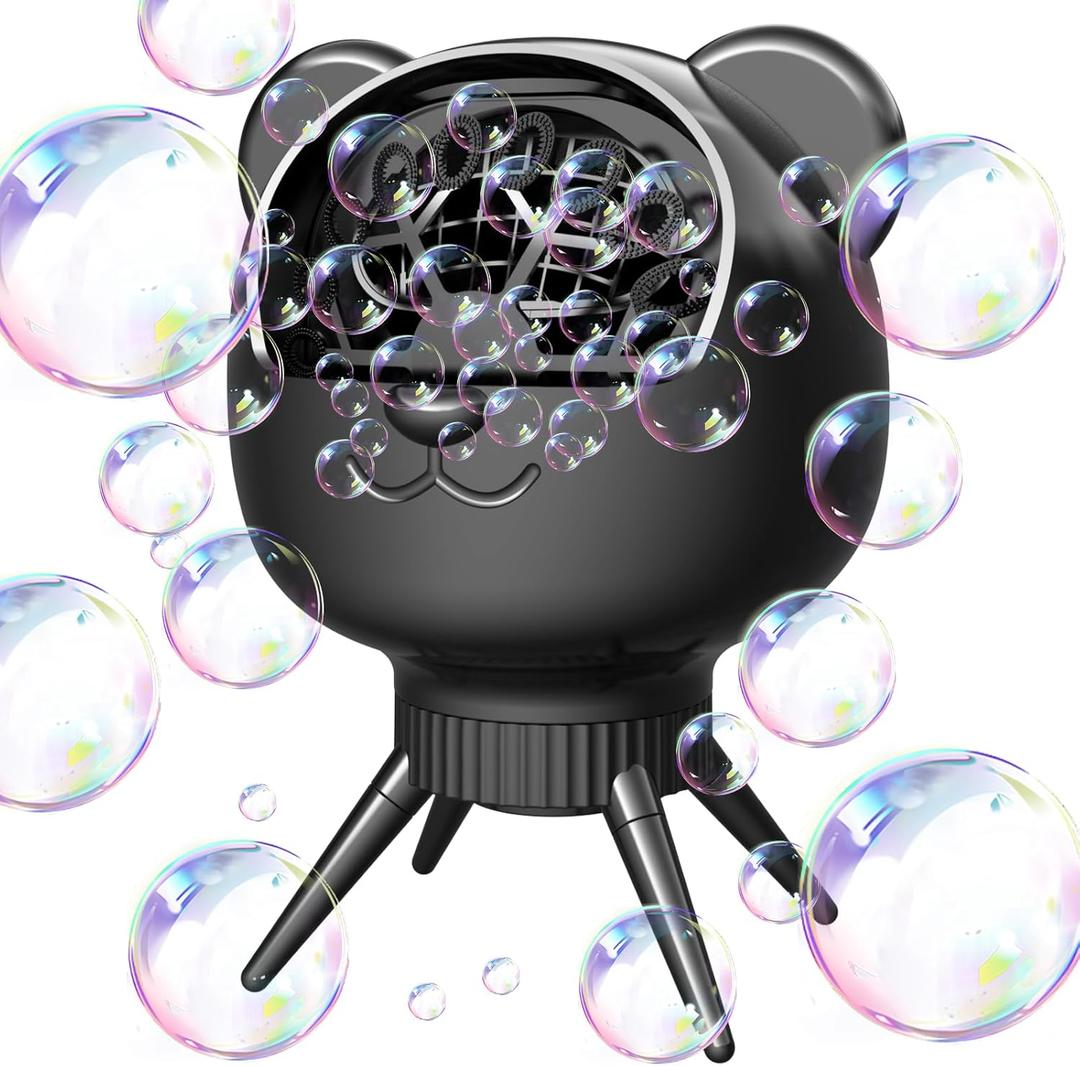 Bubble Machine for Toddlers Kids, 18 Wands 500ml Tank Rechargeable Bubble Maker, 30000+ Bubbles/Min 2 Speeds Auto-Rotating Portable Bubble Blower for Indoor/Outdoor Parties, Birthday, Wedding (Black)