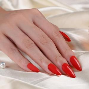 Pack of 2 Frinail Classic Red Press On Nails, Timeless Red Almond False Nails Medium Length, Reusable Acrylic Stick On Fake Nails with Glue Salon Quality in 15 Sizes,30 Valentine Nail Kit