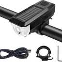 Ultra Bright Bike Light, IPX4 Water Resistant Bicycle Headlight, USB Rechargeable, 3 Light Modes, Solar Powered LED Bicycle Lights Front for Kid Women Men Road Cycling Safety (Medium)