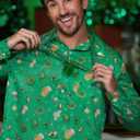 Arvilhill Mens St Patrick's Button Shamrock Clover Printed Long Sleeve Shirt (S-3XL) (M)