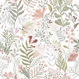 Safiyya Floral Peel and Stick Wallpaper Boho Contact Paper 17.3" x 197" Removable Self Adhesive Waterproof Wallpaper for Bathroom and Bedroom Botanical Modern Wall Paper Pink