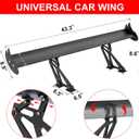 Upgrades Wing Car Spoiler, 43.3" GT Aluminum Wing Adjustable Universal Lightweight Rear Spoiler, Black Hatch Aluminum Single Deck fit Racing Spoiler BGW/JDM Drift