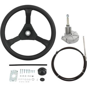 CARMOCAR Boat Steering Rotary System Boat Kit with 14 Feet Cable,13.5 Inch steering wheel,3/4" Tapered Shaft for Waterborne Vehicles