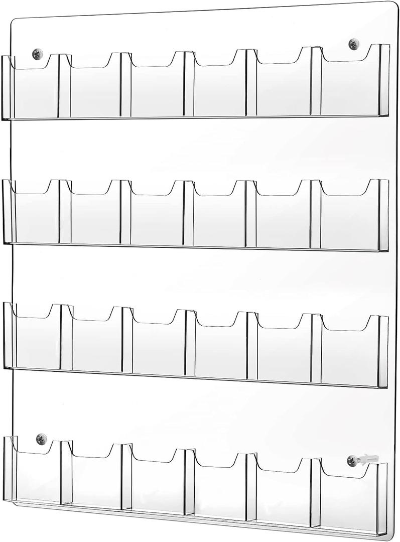 Weysat Acrylic Brochure Pamphlet Holder Brochure Display Stand Business Tri Fold Multi Slot Holder Rack Wall Mount Clear Pocket Space Saver for Flyer Literature Menu Advertise(1 Piece)