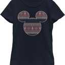 Disney Kids Characters Sweater Fill Mouse Girl's Solid Crew Tee (Medium, Navy Blue)