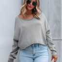 Women's Long Sleeve Boat Neck Sweatshirts Basic Relaxed Fit Pullover Tops with Raw Edge (1-Gray,Small) (Gray, S)