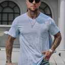 Men's V Neck T Shirts Casual Stylish Fitted Stretch Tee Shirt with Pocket (S-3XL) (L)