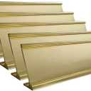 5 Pack Name Plates for Doors, 2"×8" Aluminum Office Name Plate Holder for Wall, Meeting Room, Office, Business Department, Desk, Warning Area(Yellow Gold)