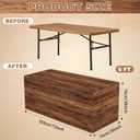 Moukeren 6 ft Fitted Wooden Grain Table Cover Brown Rustic Tablecloth Rectangle Washable Elastic Stretch Patio Vintage Barn Board Cloth for Cocktail Wedding Party Banquet(1 Pcs, Reddish Brown)