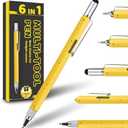 Men Valentines Day Gifts for Him Boyfriend Husband, Cool Gadgets Tools 6 in 1 Multitool Pen with Stylus, Level, Rulers, Screwdrivers, Father's Day Birthday Gift for Dad(Yellow) Pack of 9