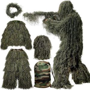 MOPHOTO 5 in 1 Ghillie Suit 3D Camouflage Hunting Suits - Jacket, Pants, Hood, Carry Bag, Size: Adult M/L 5'3"–5'9" 110–200 Lb