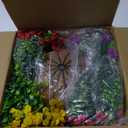 Artificial Faux Hanging Plants Flowers Basket for Summer Outdoor Outside Decoration, Fake Silk UV Sun Resistant Look Real Colorful Daisy Eucalyptus for Porch Home Patio Balcony Yard (Mix)