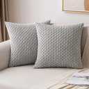 MIULEE Throw Pillow Covers Soft Corduroy Decorative Set of 2 Boho Striped Pillow Covers Pillowcases Farmhouse Home Decor for Couch Bed Sofa Living Room 18x18 Inch Light Grey