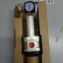 SNS 1/2NPT Compressed Air Filter Regulator Piggyback Combo, Semi-auto Drain, 5 Micron Brass Filter, Gauge and Bracket, Poly Bowl with Metal Guard AW4000-N04A