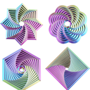 4 Pcs Fractal Fidget Hexagon,3D Printed Stress Relief Sensory Toys for ADHD,Autism,Kids&Adults,Whirling Spiral Design,Colorful Fidget Toy,Perfect for Holiday,Christmas,Birthday Gifts (Purple/Green)