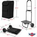 Shopping Cart, Super Loading Grocery Trolley, 220 lbs Capacity, Foldable Cart with Extra Large Black Shopping Bag Portable Grocery Utility Cart With Adjustable Bungee Cord