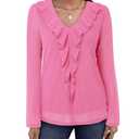 Gaharu Dressy Tops for Women Wedding Guest: Business Casual Top for Women Fall - Long Sleeve Tunic Tops to Wear with Leggings - V Neck Dressy Shirts for Work Office Wear Sparkly Pink L (Pink, L)