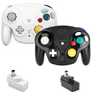 Wireless Game Cube Controller, 2 Pieces 2.4G Wireless Classic Gamepad with Receiver Adapter for Wii Game Cube NGC GC (Black and White)