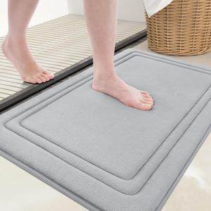 Grandaily Memory Foam Bath Mat Rug 30x20, Ultra Soft, Non-Slip and Absorbent Bathroom Rugs, Machine Wash Dry, Comfortable Bath Carpet for Bathroom Floor, Tub and Shower, Grey