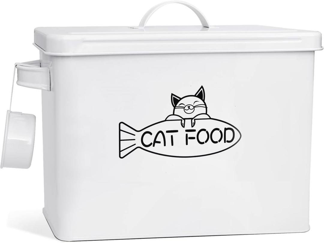 Large Dog and Cat Food Storage Container, Farmhouse Pet Food Storage Containers with Lid and Dry Food Scoop, Durable Airtight Cat Container 12-13 lbs Capacity, Great Gift for Pet Owners