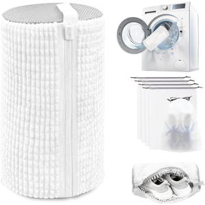 Shoe Washing Machine Bag, Laundry Shoe Bag for Washer and Dryer, Reusable Shoe Cleaning Bag for Sneakers, Tennis Shoes, With Self-locking Zipper, Microfiber Inside, Includes Shoes Storage Bag (White(1PC))