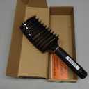 KTKUDY Detangling Brush Boar Bristles Hairbrush Make Hair Shiny & Healthier Curved and Vented Detangler Brush for Women Men Kids Wet & Dry Hair (Black)