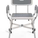 Shower Chair (450lb) with Padded Armrests and Back, Showers Chair for Elderly and Disabled, Adjustable Height Shower Seat, Heavy Duty Shower Chairs for Inside Shower, Handicap - Grey