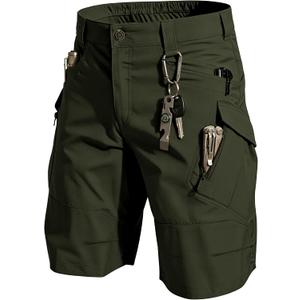 Men's Tactical Cargo Shorts Lightweight Stretch Ripstop Hiking Work Shorts with 9 Pockets Waterproof Casual Shorts (No Belt) L